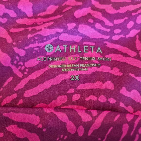 Athleta Ace Printed Pink 13.5 Tennis Skort with Pockets Plus Size 2x Workout - Picture 7 of 9